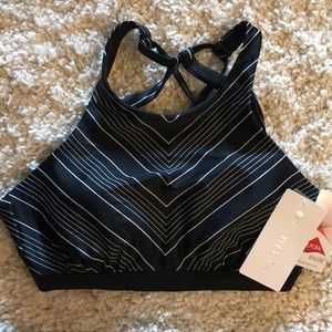 Athleta Black with white pin stripe Bikini ❤️36B/C